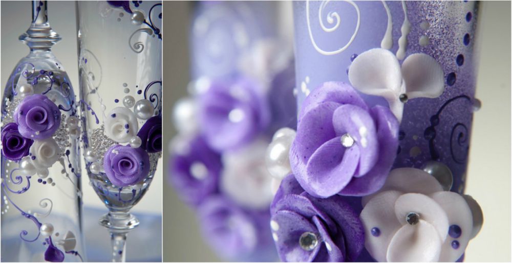 Оформляем свадебные бокалы цветами из полимерной глины: Мастер-Классы в журнале Ярмарки Мастеров